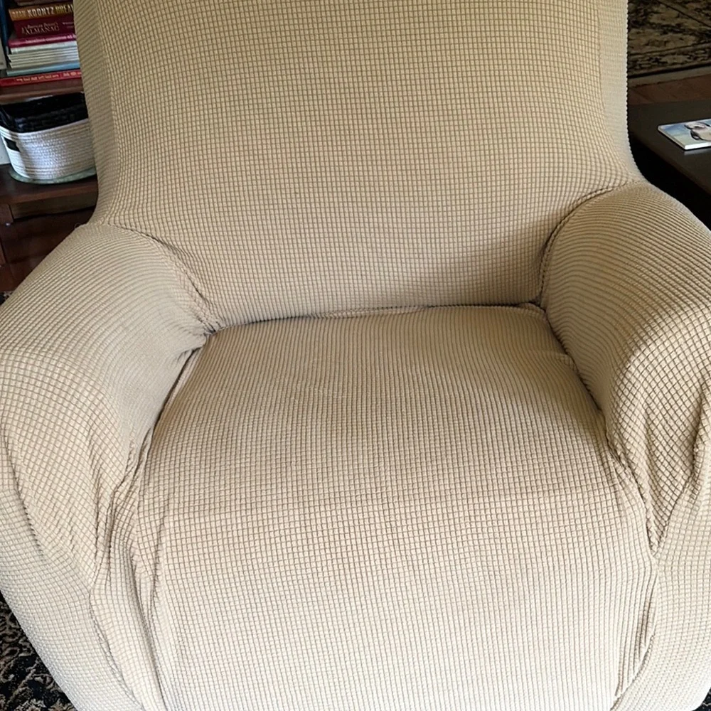 Oversized stretch Beige Recliner Slipcover